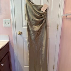 Revelry Jade Silver Sage Satin Dress